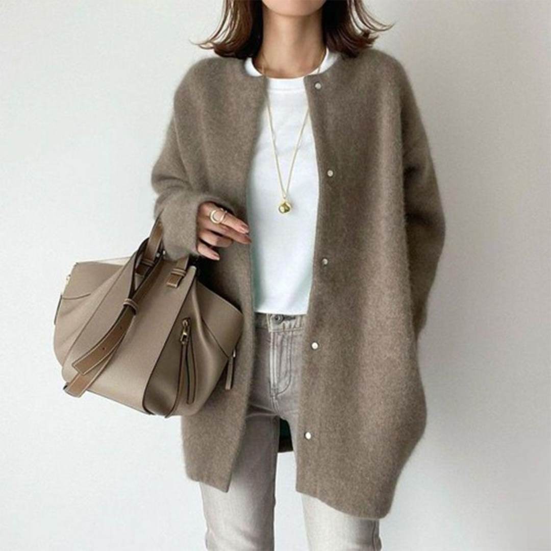 Dame Cardigan - Ullblend - Myk og Varm - Knappelukking - Komfortabel Passform