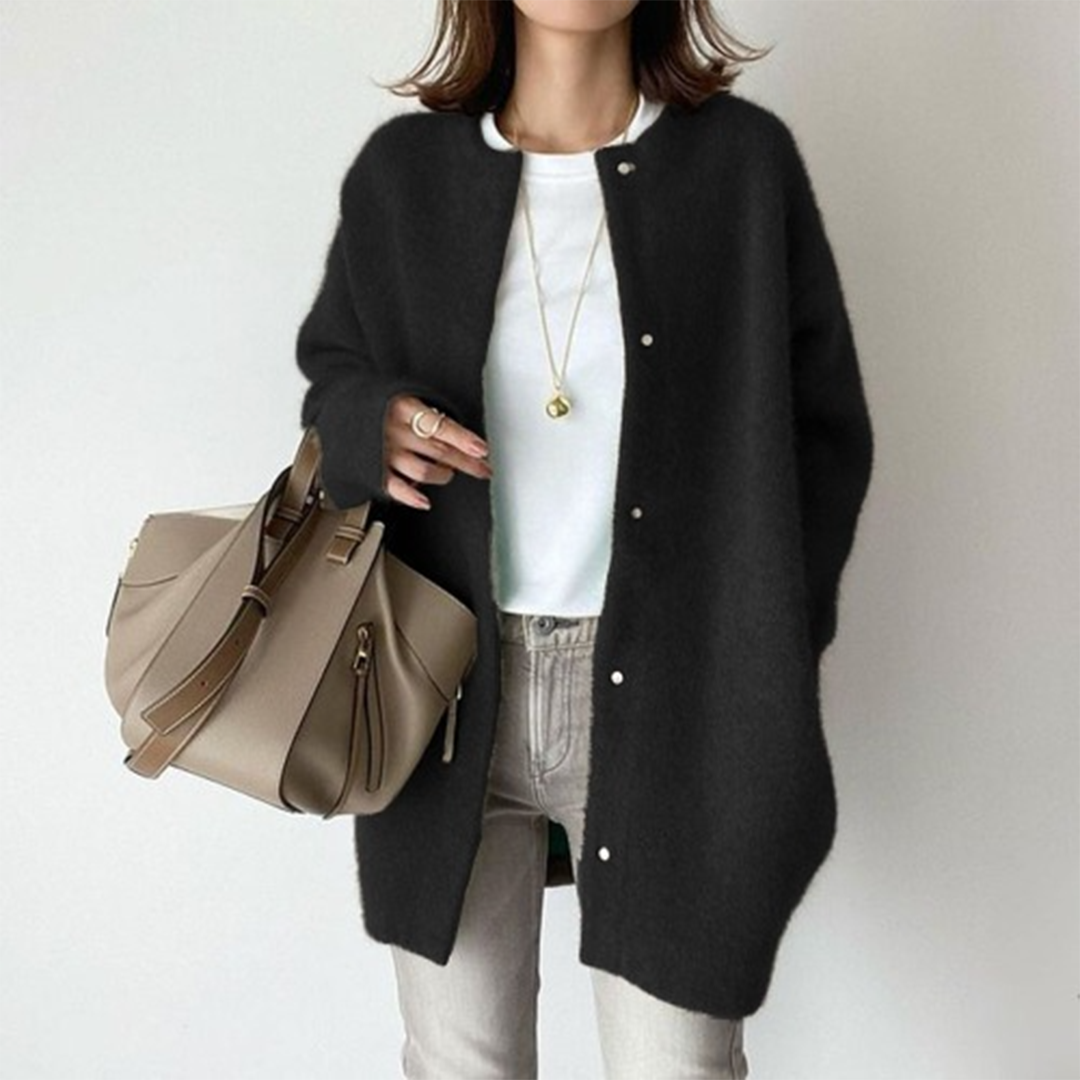 Dame Cardigan - Ullblend - Myk og Varm - Knappelukking - Komfortabel Passform