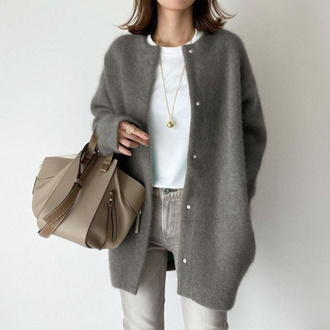 Dame Cardigan - Ullblend - Myk og Varm - Knappelukking - Komfortabel Passform