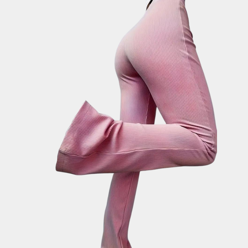 Franca - Ribbestrikkede bukser med vidde til dame