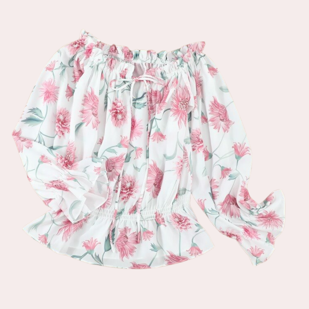 Stilig sommerblomstret bluse for kvinner