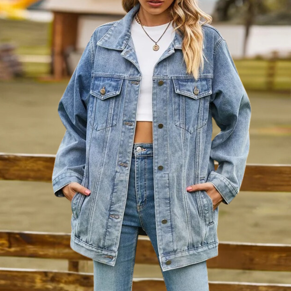 Elizabeth - Vinterjakke i denim til dame