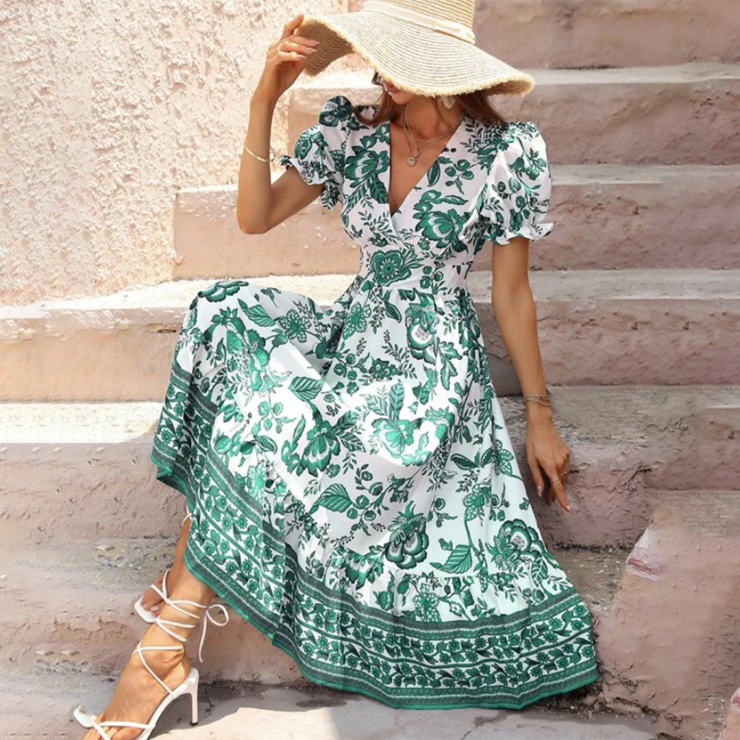 ALIANA - Elegant blomstret sommerkjole