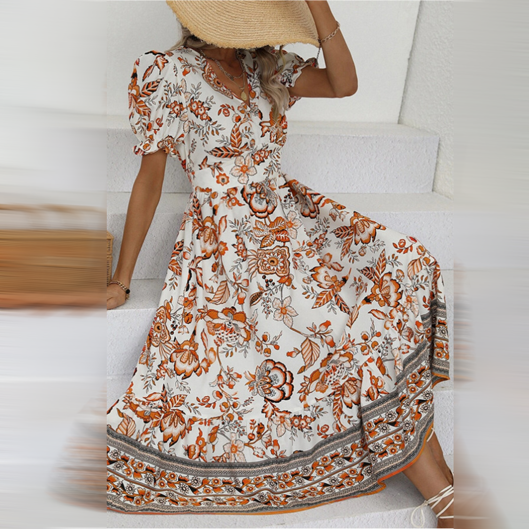 ALIANA - Elegant blomstret sommerkjole