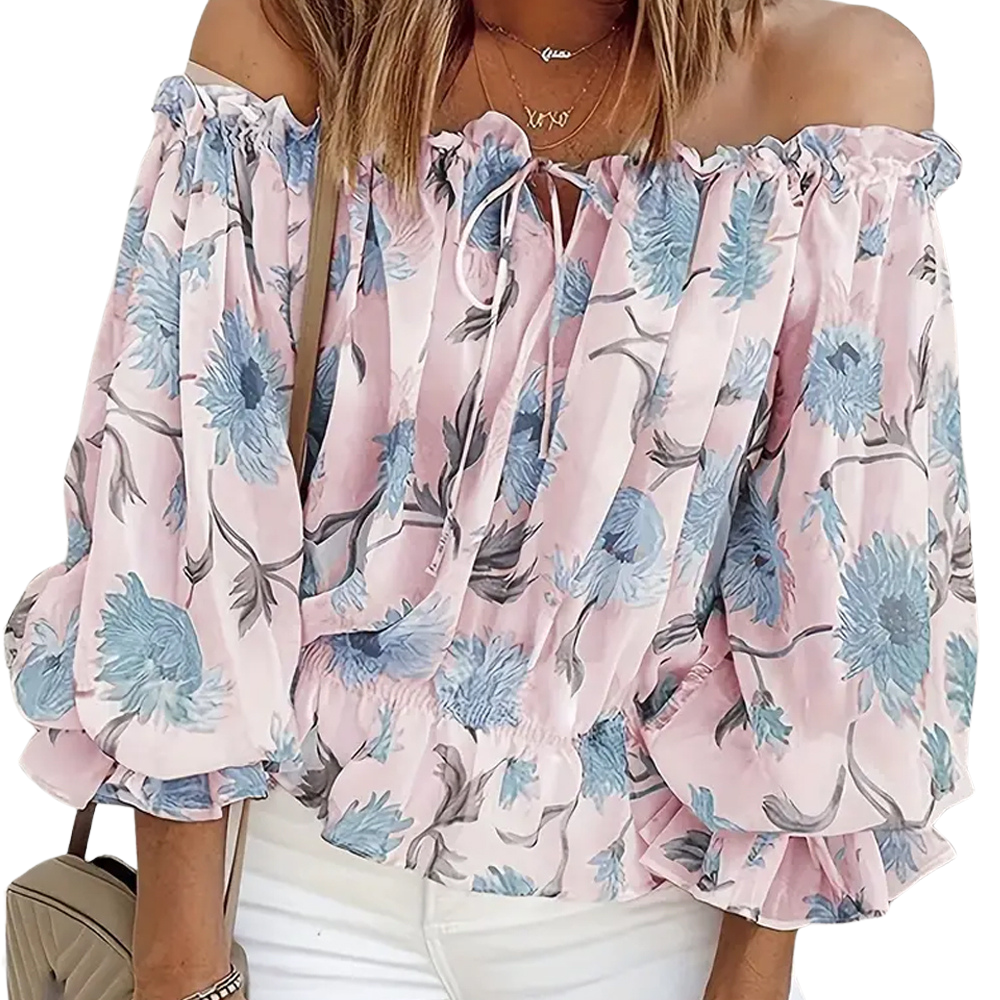 Stilig sommerblomstret bluse for kvinner