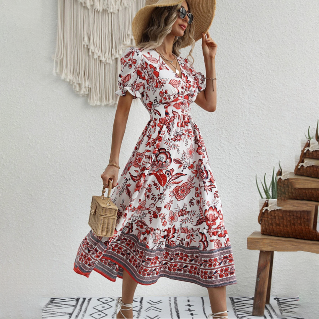 ALIANA - Elegant blomstret sommerkjole