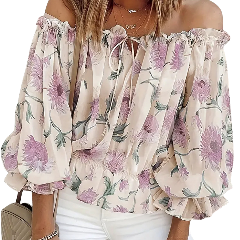 Stilig sommerblomstret bluse for kvinner