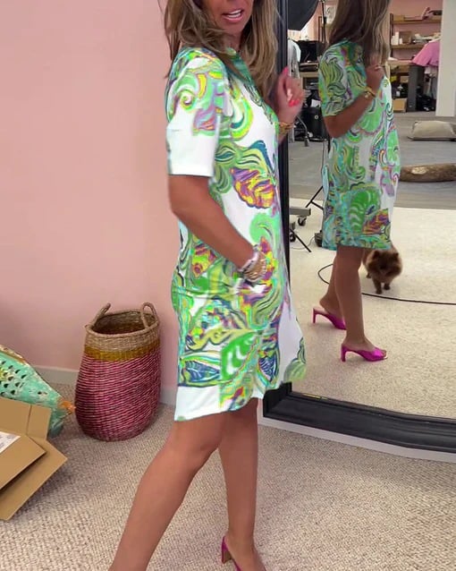 Virginie | Elegant midikjole med dristig trykk