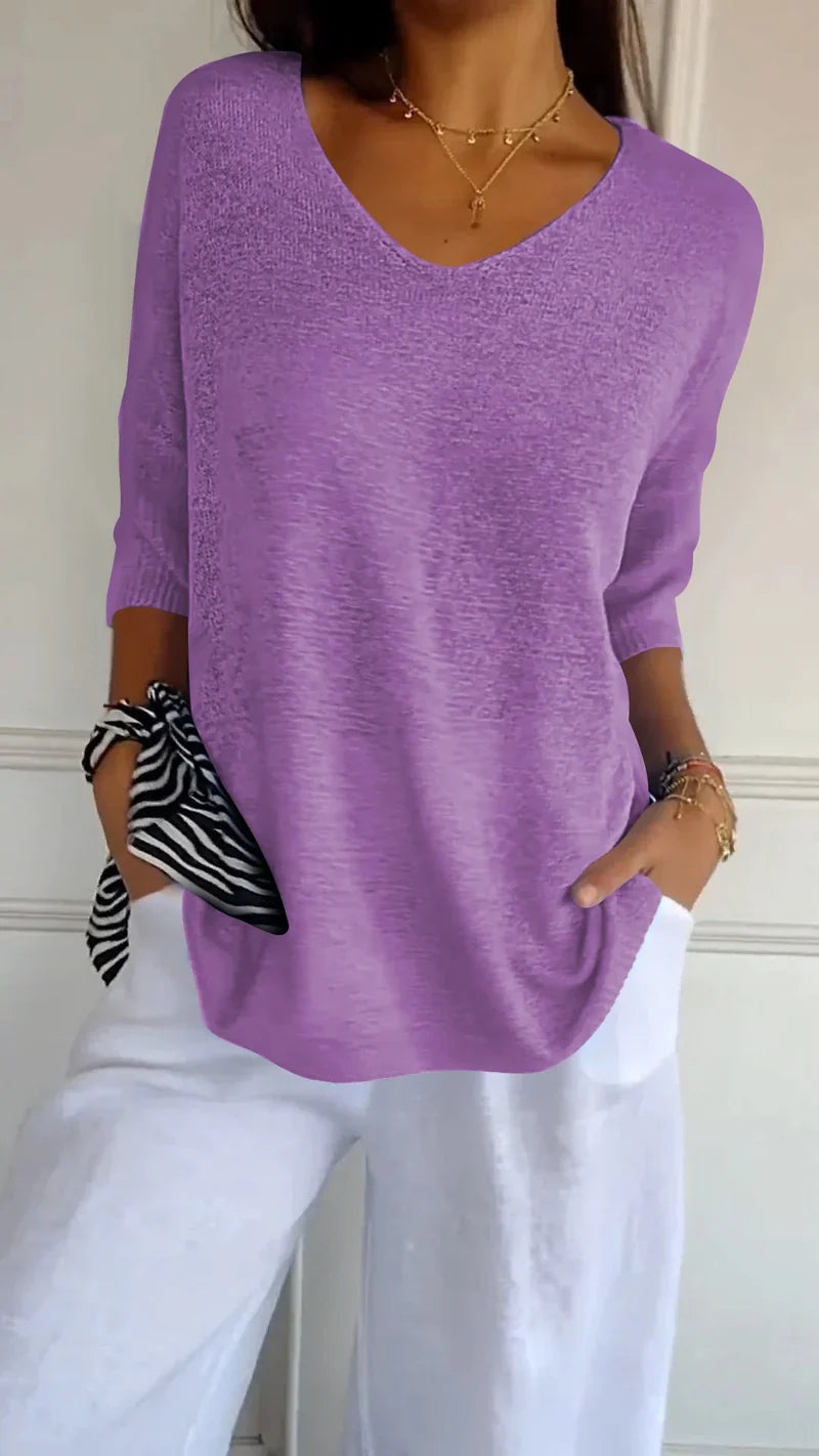 Elin - V-ringad stickad topp