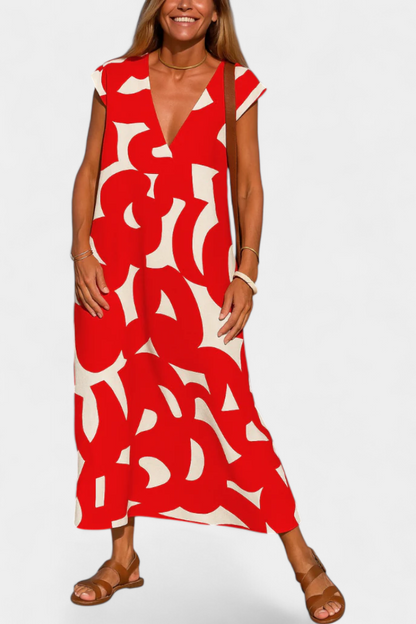 Anna | Chiffonkjole med V-hals