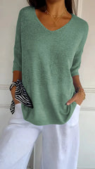 Elin - V-ringad stickad topp