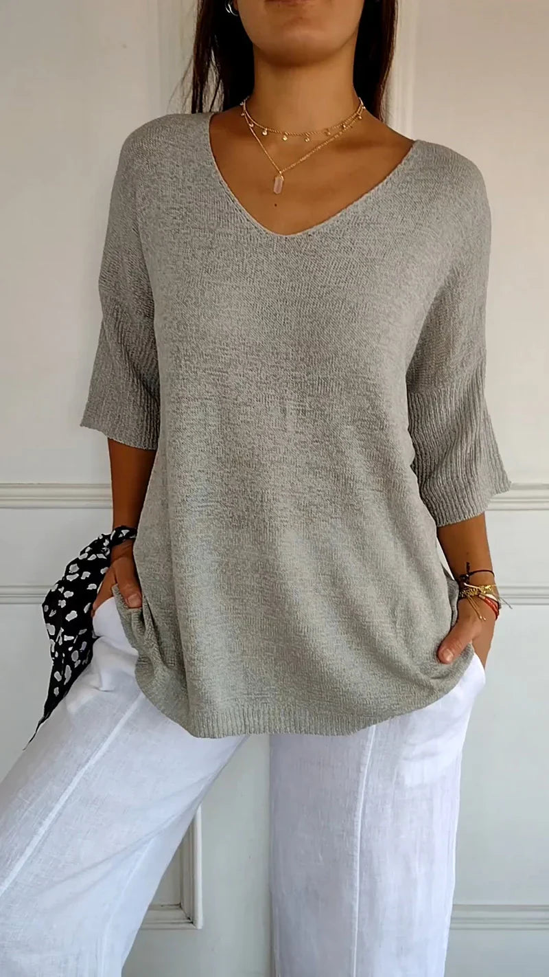 Elin - V-ringad stickad topp