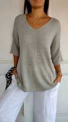 Elin - V-ringad stickad topp