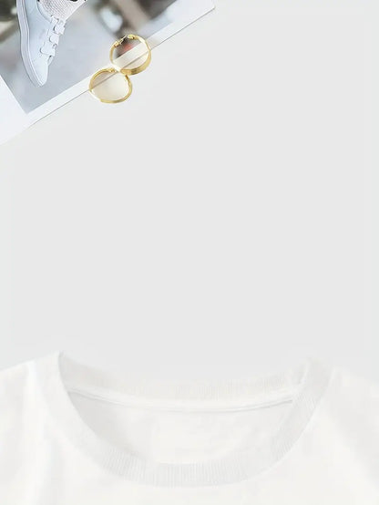 Aimilia - Elegant T-skjorte med Korte Ermer og Blomstertrykk