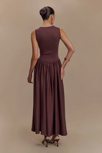 Vestido Midi Línea Serena - Marrón Cacao