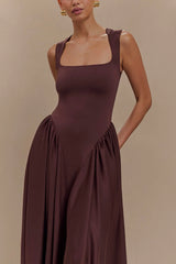 Vestido Midi Línea Serena - Marrón Cacao