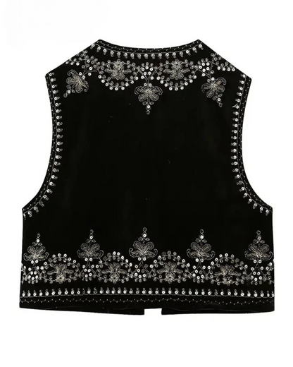 Vienne | Vintage brodert fløyelsvest