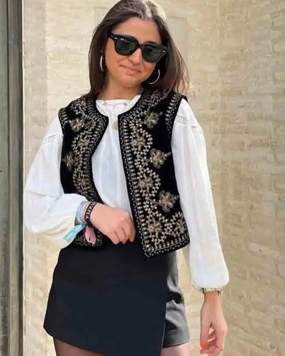 Vienne | Vintage brodert fløyelsvest