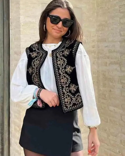 Vienne | Vintage brodert fløyelsvest