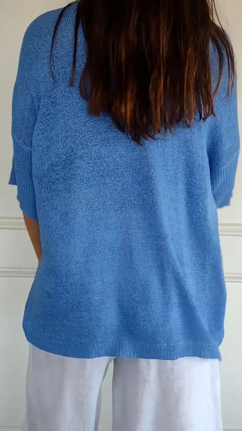 Elin - V-ringad stickad topp