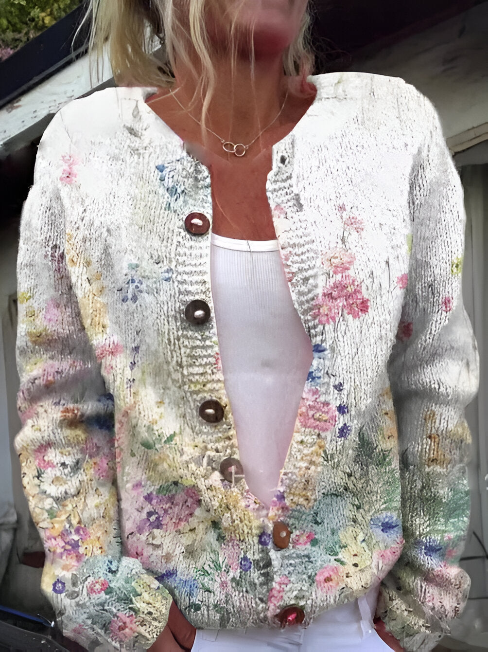 Alvimia - Elegant blomstrete strikket cardigan