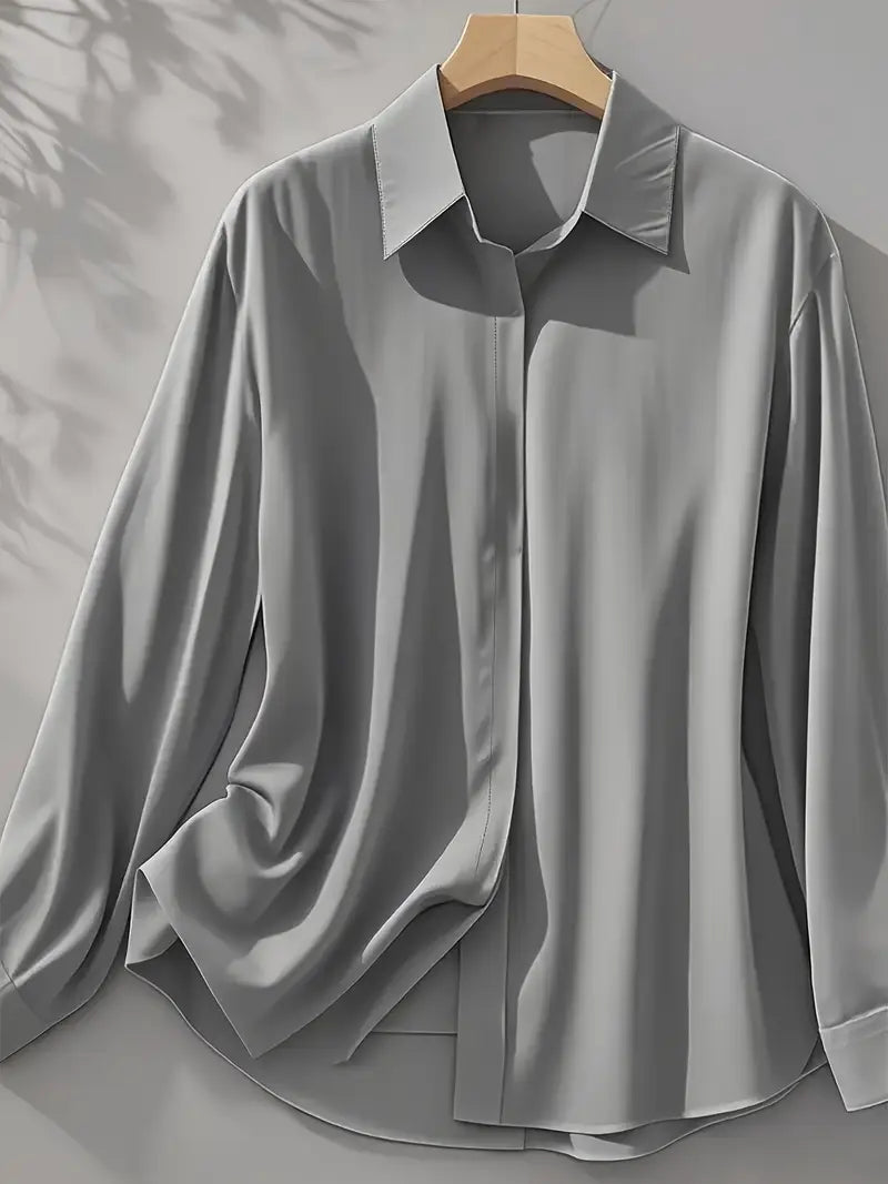 Amiliana - Elegant skjorte med lange ermer og knapper