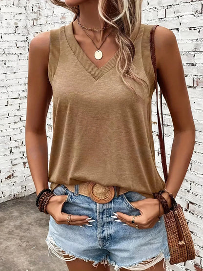 Analia - Uten ermer topp med V-hals og pustende materiale