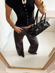 Shadow – Wide leg jeans i dyp brun