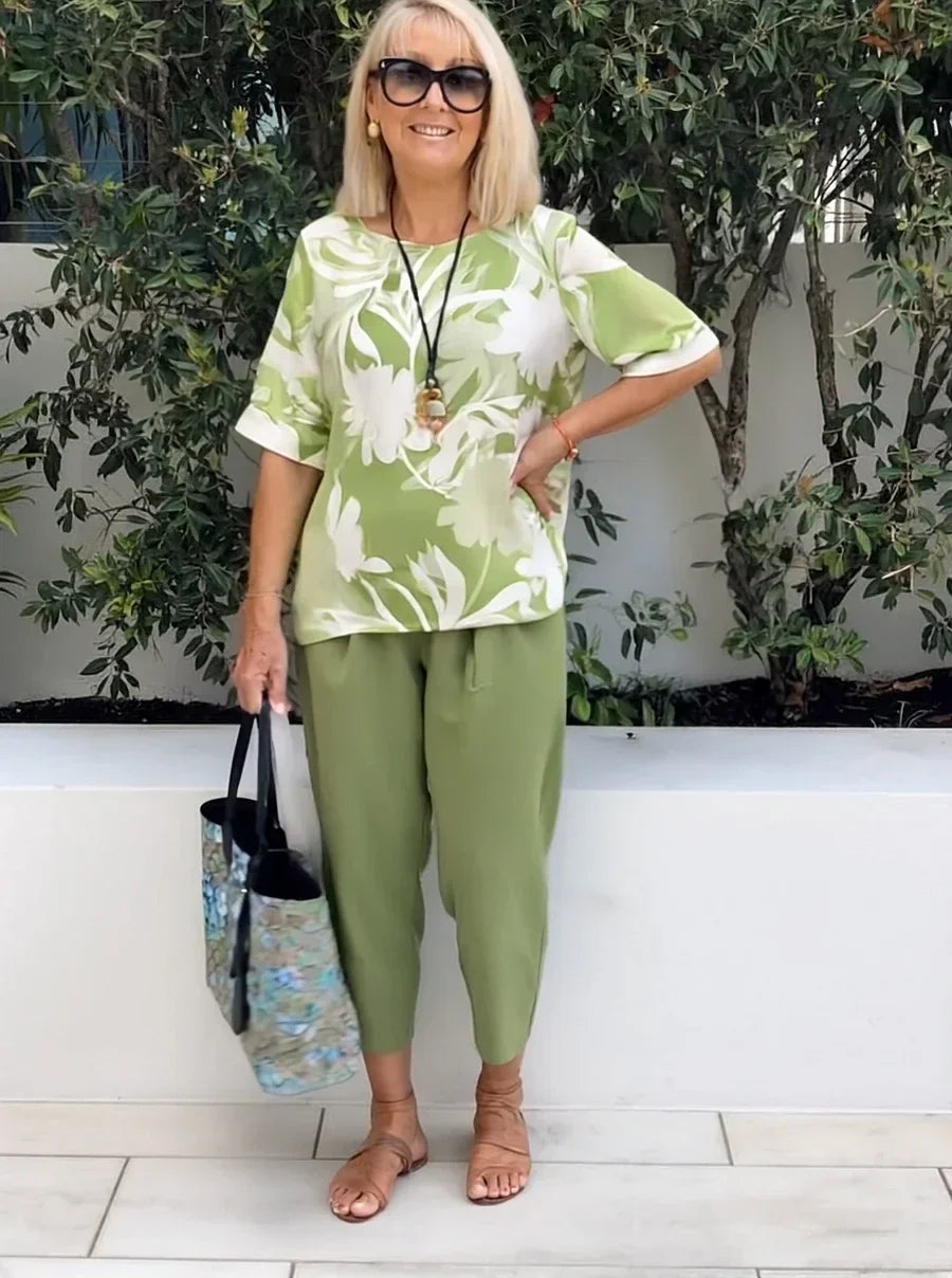 Terra | Elegant to-delt sett med blomstertrykk