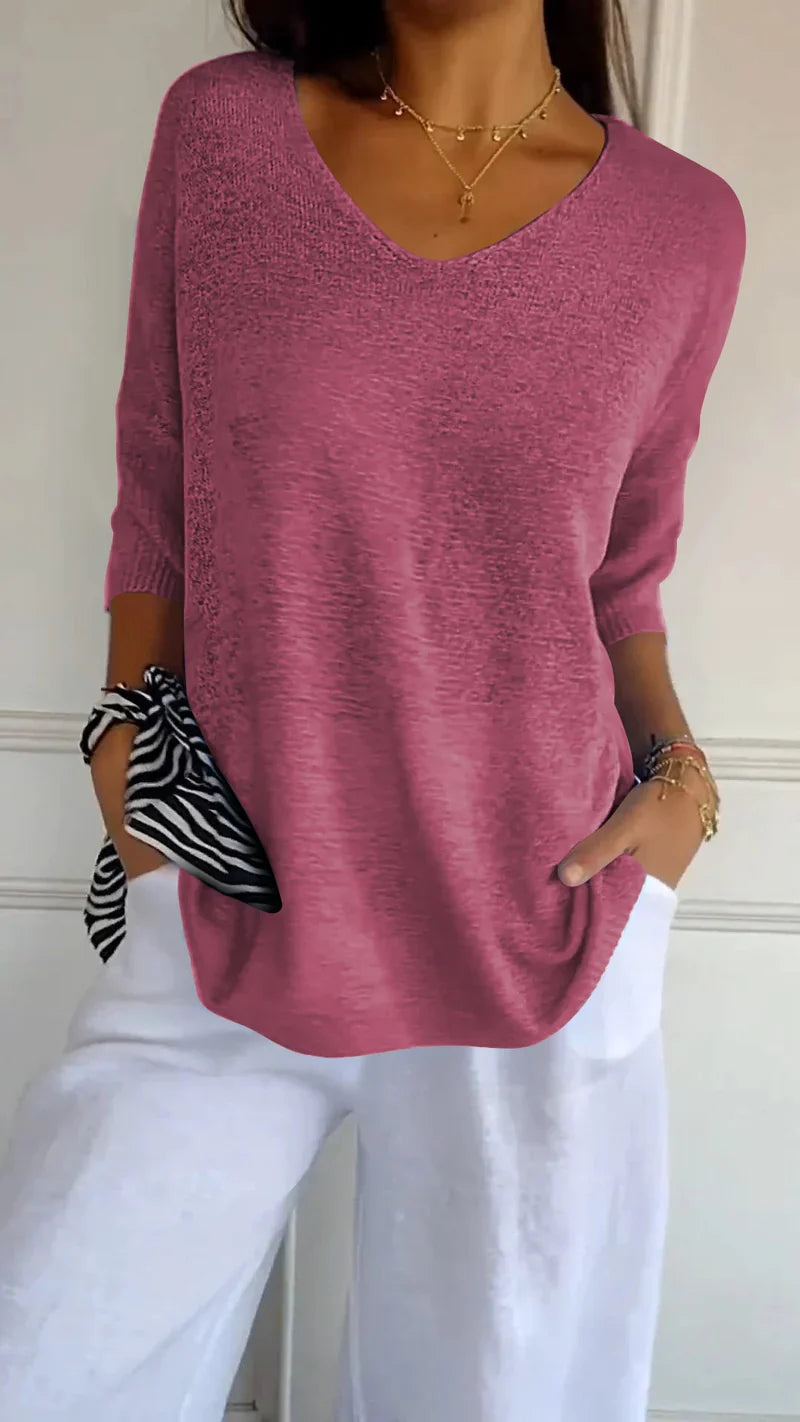 Elin - V-ringad stickad topp
