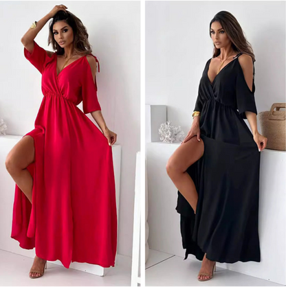 Aurora | Kjole med V-hals og sidesliss