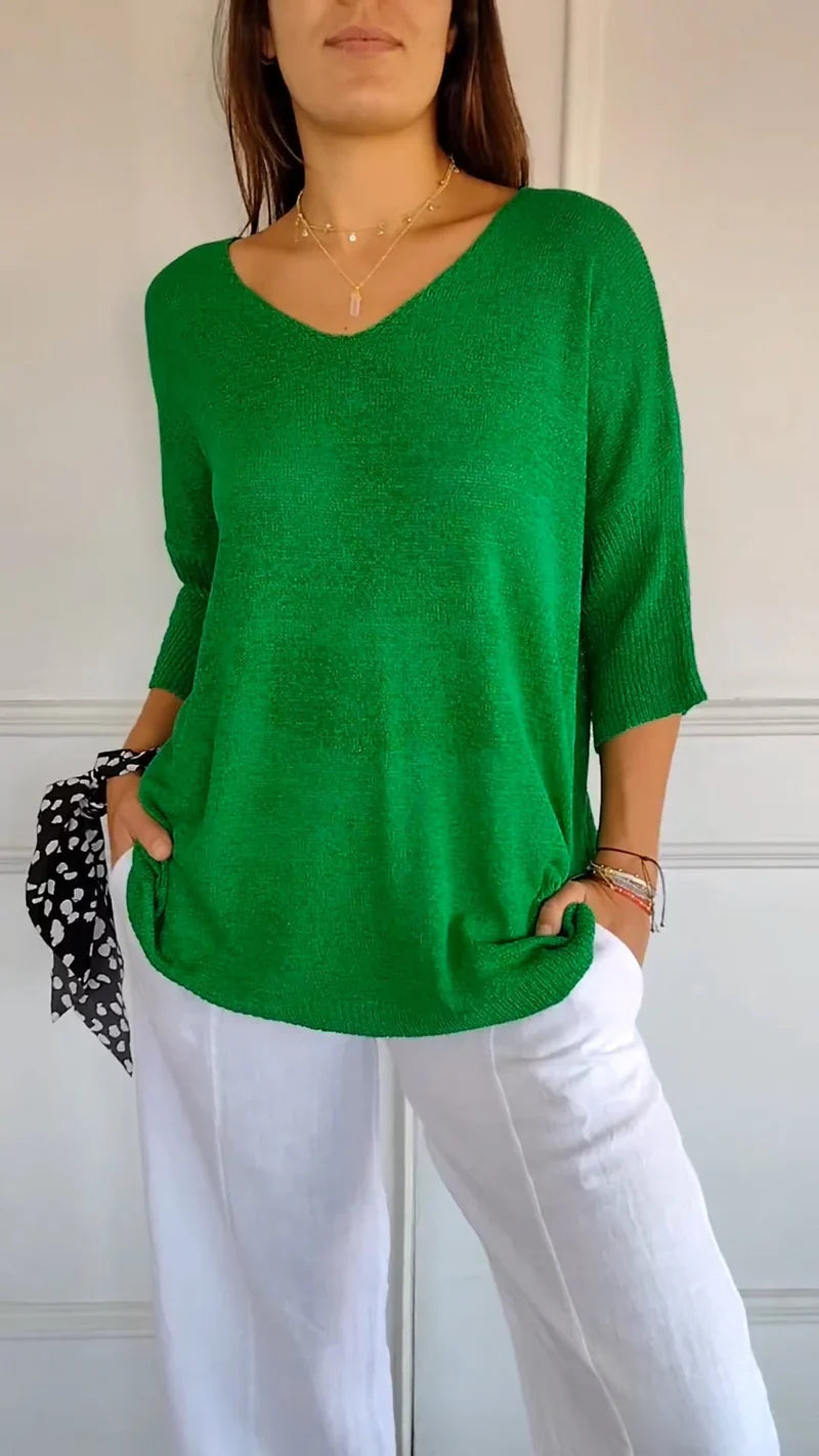 Elin - V-ringad stickad topp