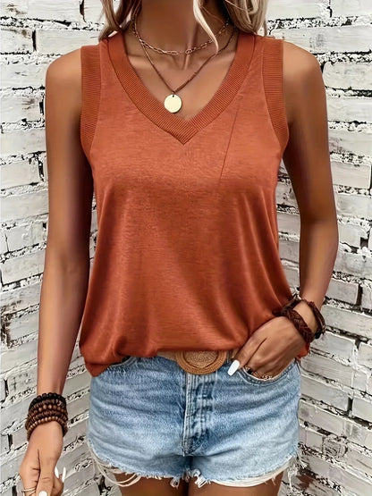 Analia - Uten ermer topp med V-hals og pustende materiale