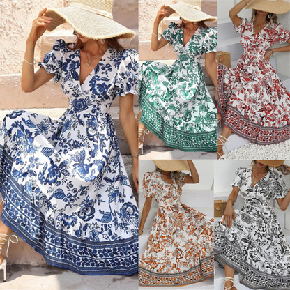 ALIANA - Elegant blomstret sommerkjole