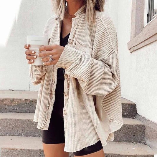 HADLY - Løs ribbestrikket cardigan