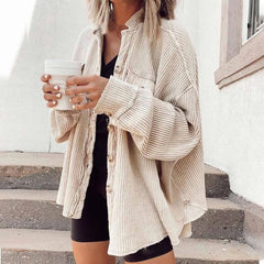 HADLY - Løs ribbestrikket cardigan