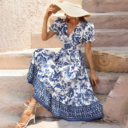 ALIANA - Elegant blomstret sommerkjole