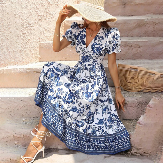 ALIANA - Elegant blomstret sommerkjole