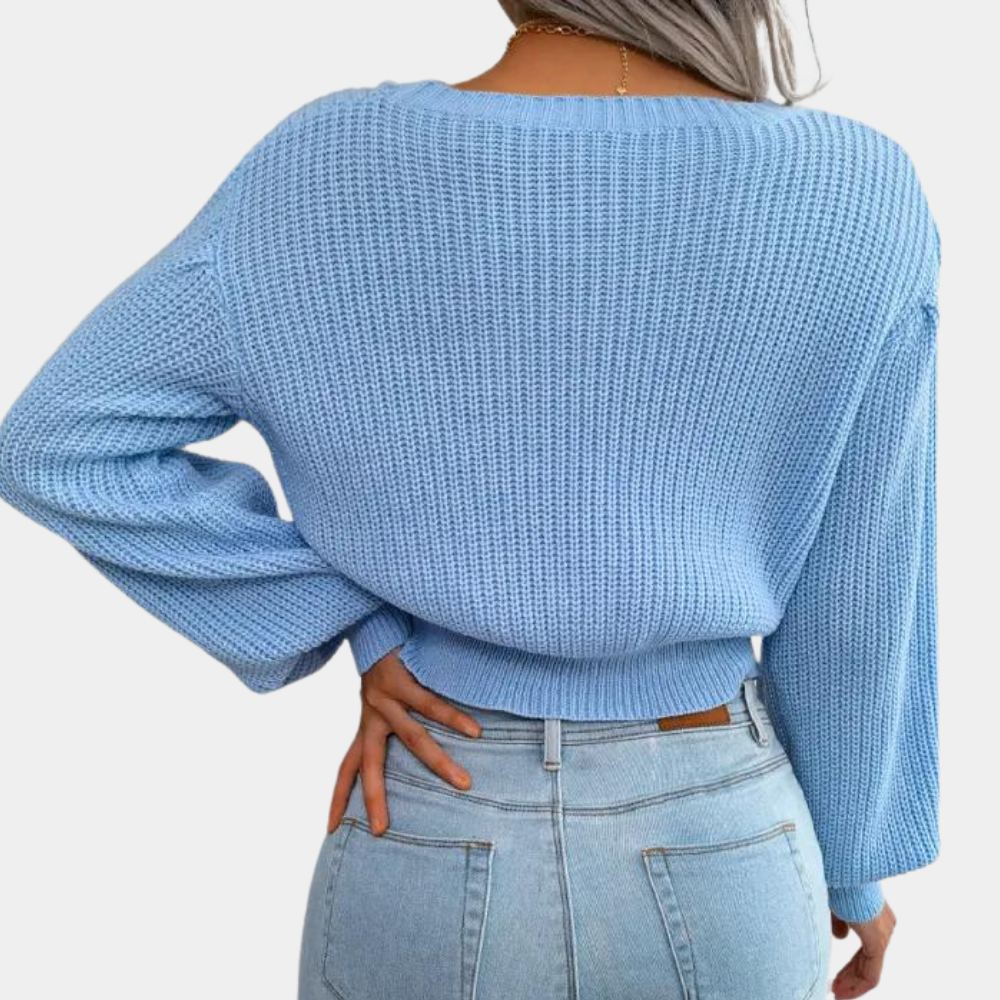 Vårstrikket genser med mønster for kvinner