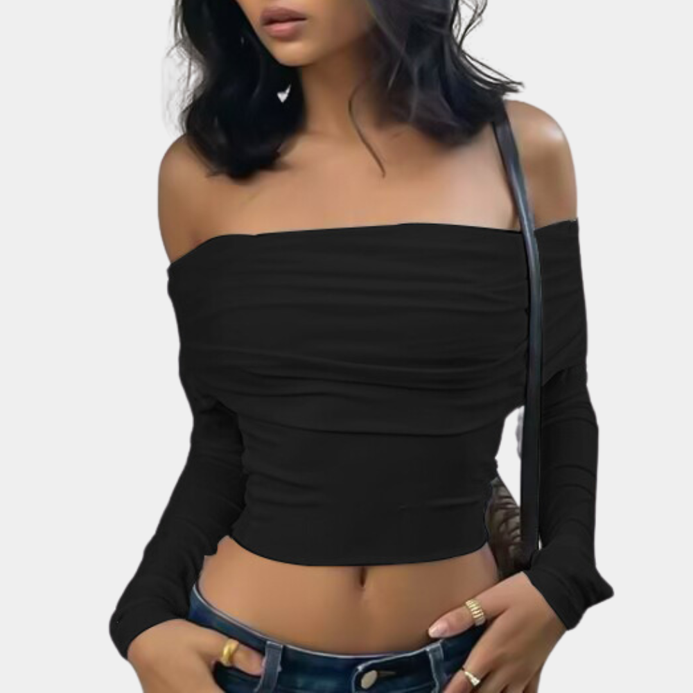 Sommer ermet off-shoulder topp for kvinner