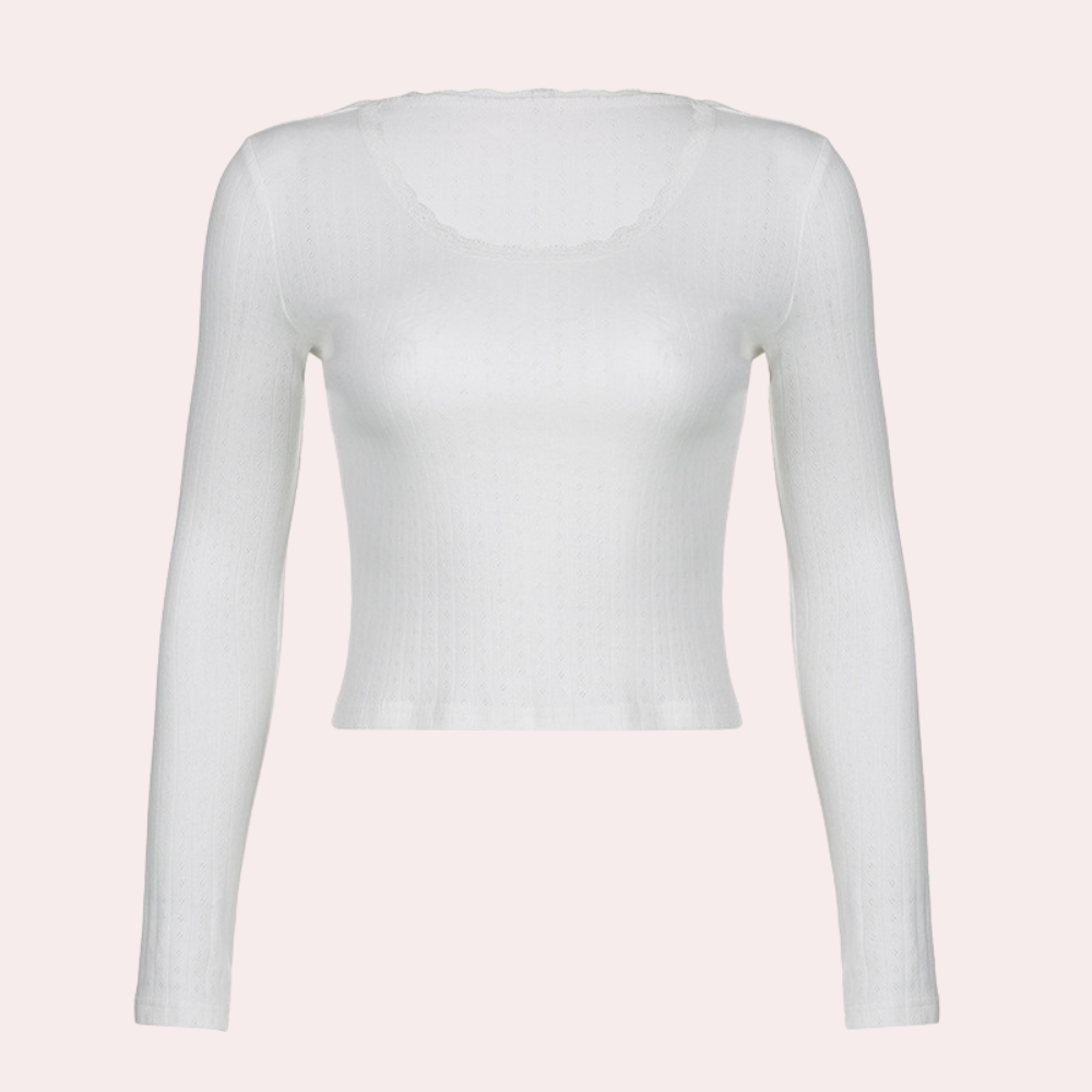 Sommerbluse med lange ermer i strikk for kvinner