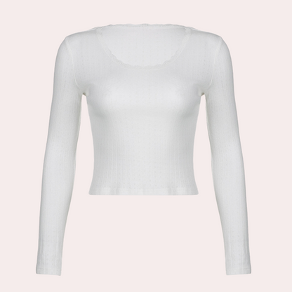 Sommerbluse med lange ermer i strikk for kvinner