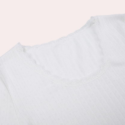 Sommerbluse med lange ermer i strikk for kvinner