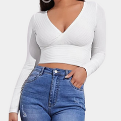 Stilig langermet crop top for kvinner - Perfekt for Sommeren