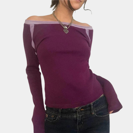 Langermet sommertopp med off-shoulder for kvinner