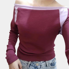 Langermet sommertopp med off-shoulder for kvinner