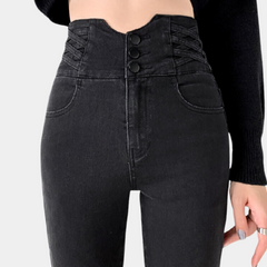 Fasjonable jeans med høy midje for kvinner