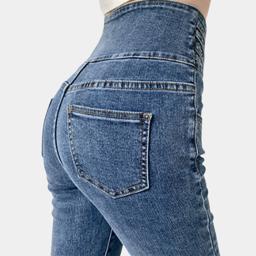 Høytaljede trendy jeans for kvinner
