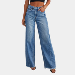 Avslappede jeans med høy midje for kvinner