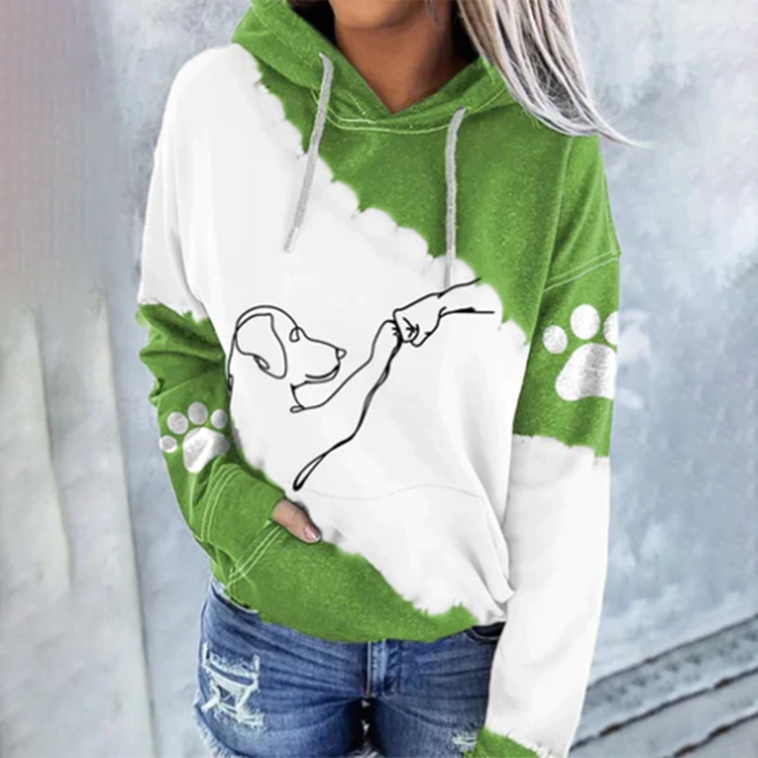 ROSAMUND - Trendy hettegenser med hundetrykk